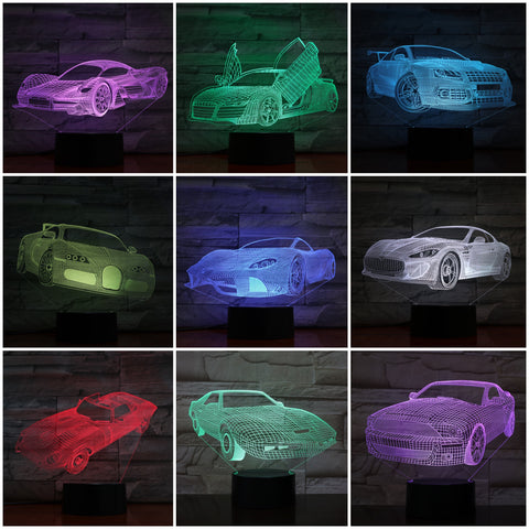 Led Night Light Super Sports Car 3d Illusion Hologram Group2