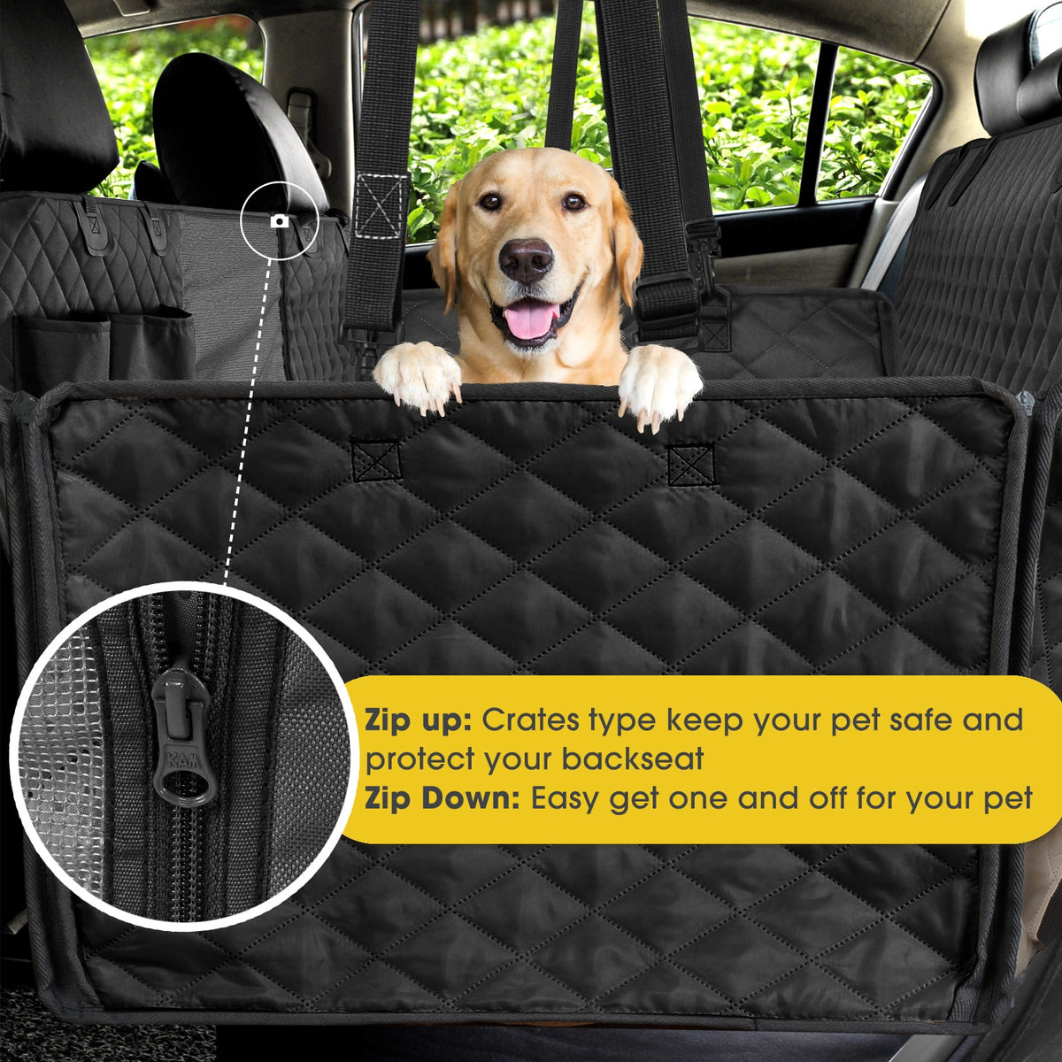 Dog Car Seat Cover, Waterproof Travel Mat, with Side Entry, for Cars, Trucks