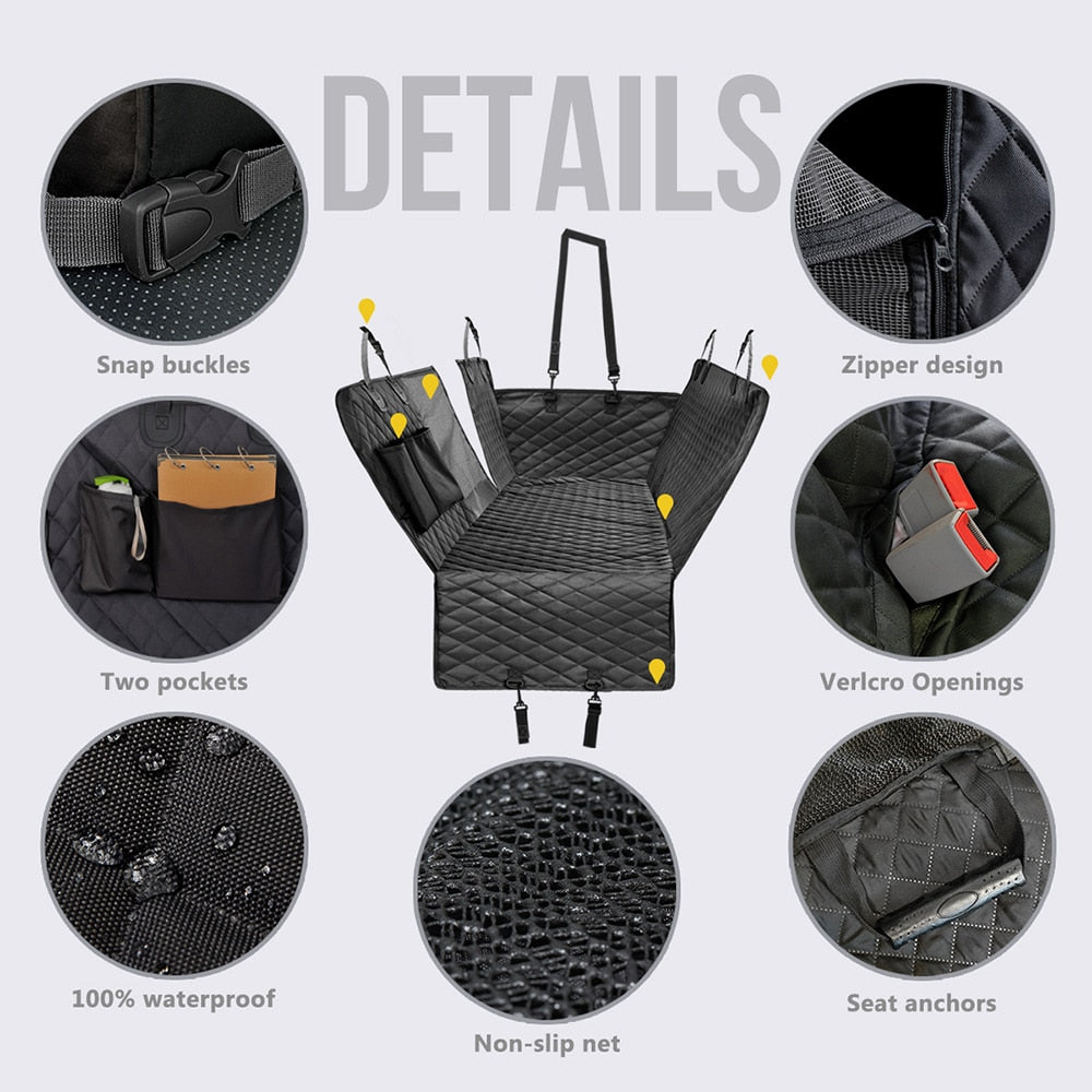 Dog Car Seat Cover, Waterproof Travel Mat, with Side Entry, for Cars, Trucks