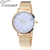 Vansvar Fashion Silver And Gold Mesh Band Creative Marble Wrist Watch Quartz Watches