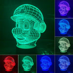 Super Mario 3D LED Night Light Mario Luigi Yoshi 7 Color Changing Lamp