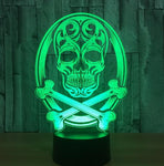 3D LED Color Night Light Halloween Skull Acrylic Hologram Illusion