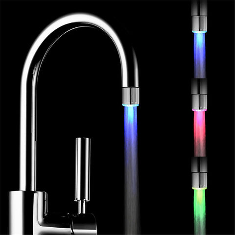 New Creative Kitchen Bathroom Light-Up LED Faucet Colorful Changing Glow Nozzle Shower Head Water Tap Filter No Battery Supply