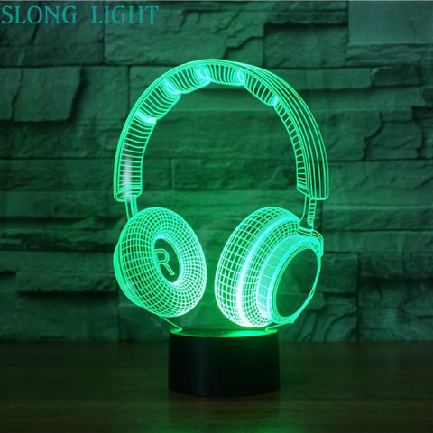 LED Night Light Headset Hologram 3D Colorful NightLight