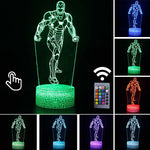 Marvel Avengers Iron Man Anime Figure Acrylic 3D Illusion LED Lamp USB Colourful NightLight